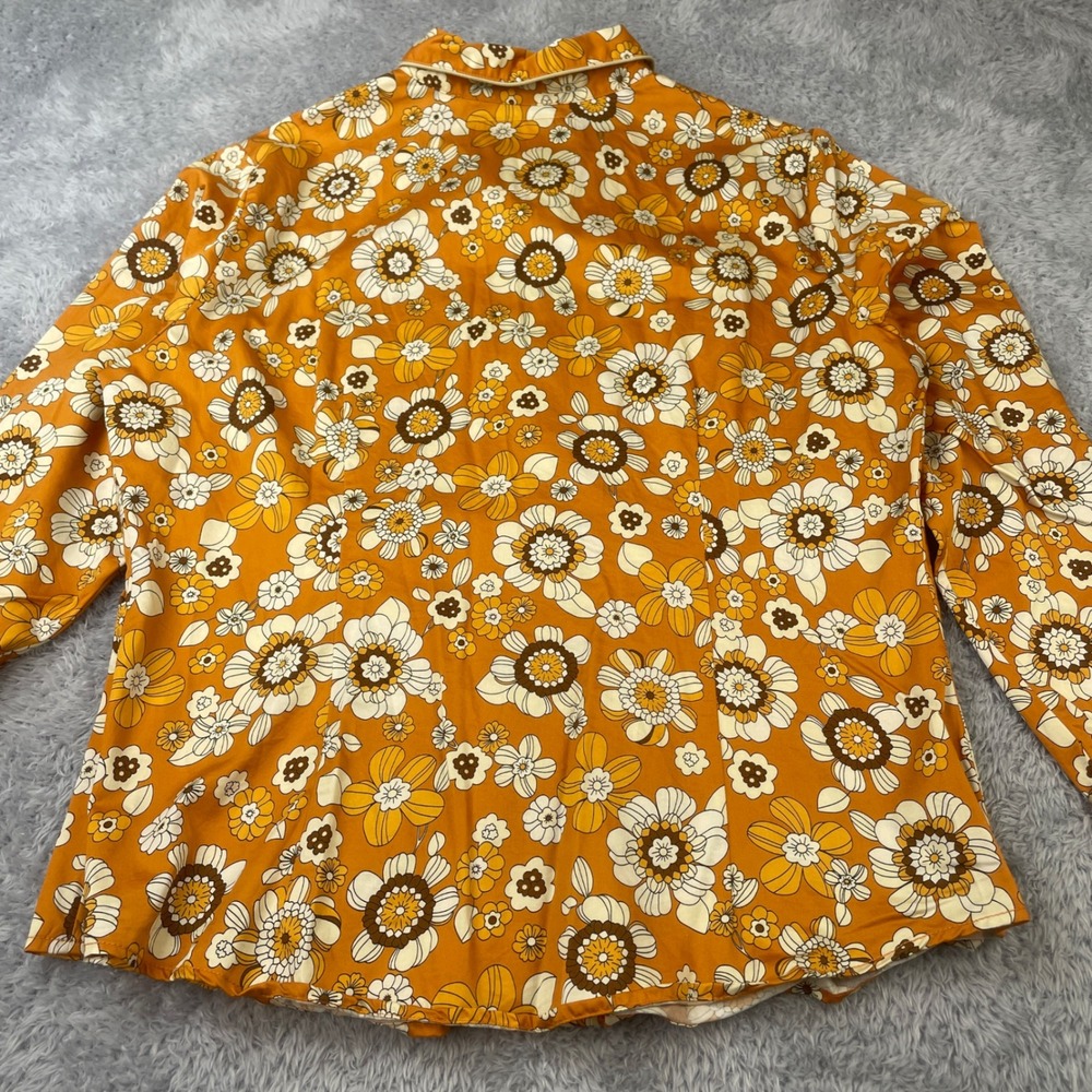 Wrangler x Leon Bridges Western Snap Shirt Women XL Orange Floral Retro 70s - Picture 5 of 10
